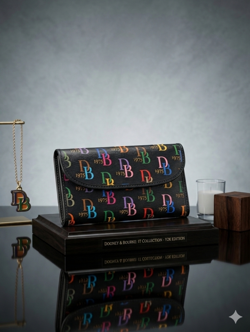 Dooney & Bourke Black Monogram Slim‎ VintageY2K  Wallet